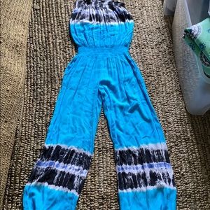 Tie-Dyed strapless jumpsuit